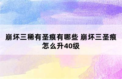 崩坏三稀有圣痕有哪些 崩坏三圣痕怎么升40级